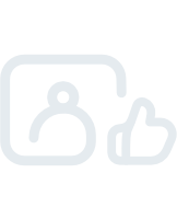 Icône de réseaux sociaux représentée par personnage dans un rectangle avec un pouce en l'air par dessus